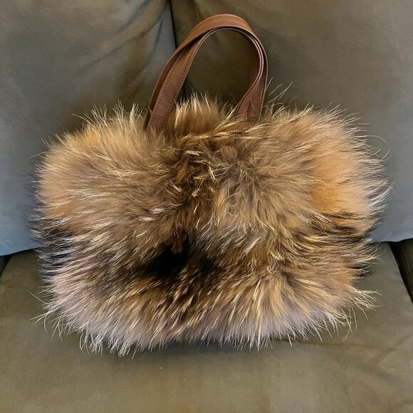 Handbags - Vintage Real Fur Purse with Leather Straps